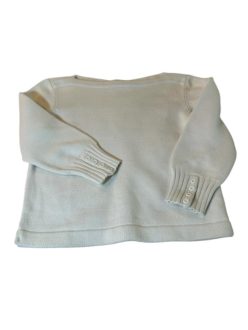 Ralph Lauren Vintage Cream Scoop-Neck Sweater with Button Cuffs